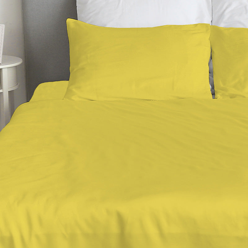 Bettlaken aus 100 % hochwertiger Baumwolle. Sonniges Gelb