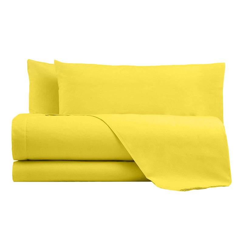 Bettlaken aus 100 % hochwertiger Baumwolle. Sonniges Gelb