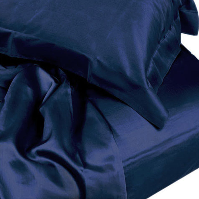 Sheets in 100% cotton satin Navy blue