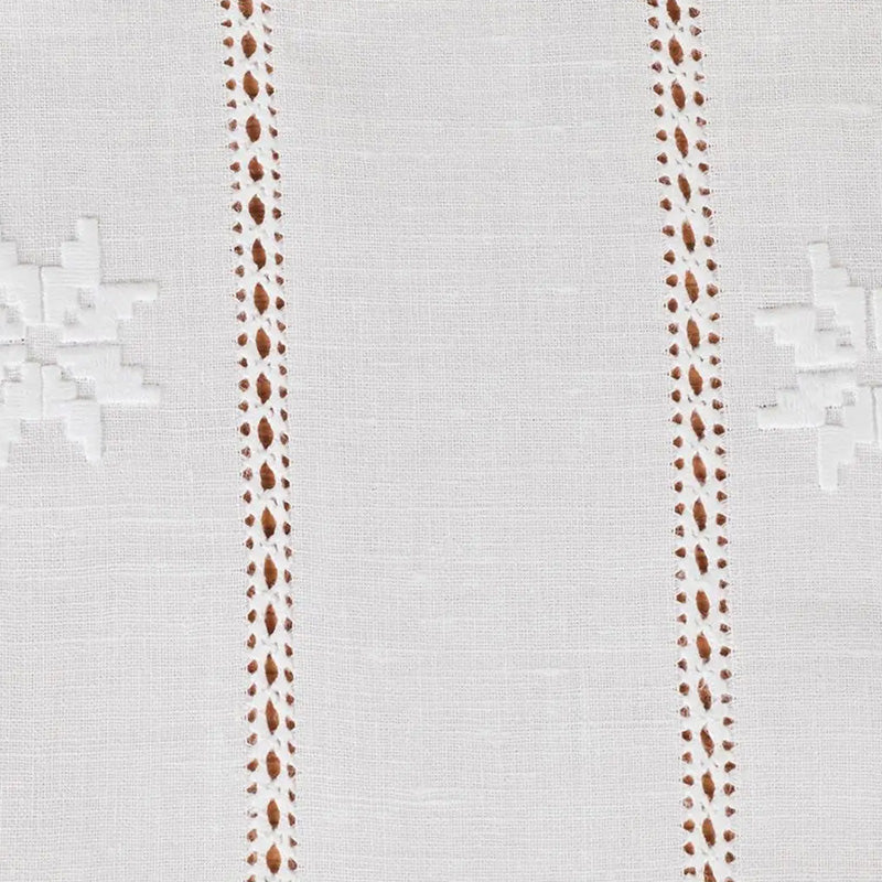 Hand embroidered runner in Linen and Cotton blend Made in Italy Punto antico toscano