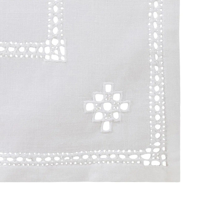 Hand embroidered runner in Linen and Cotton blend Made in Italy Punto antico toscano