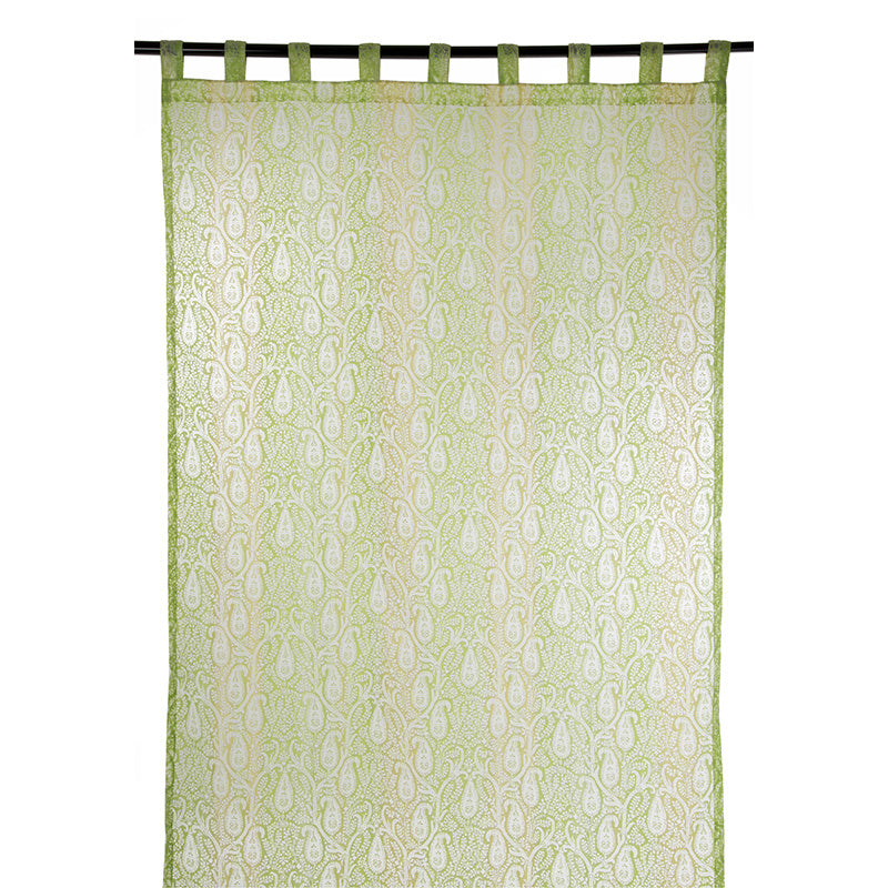 Grüner Kaschmir-Organza-Vorhang, 140 x 290 cm