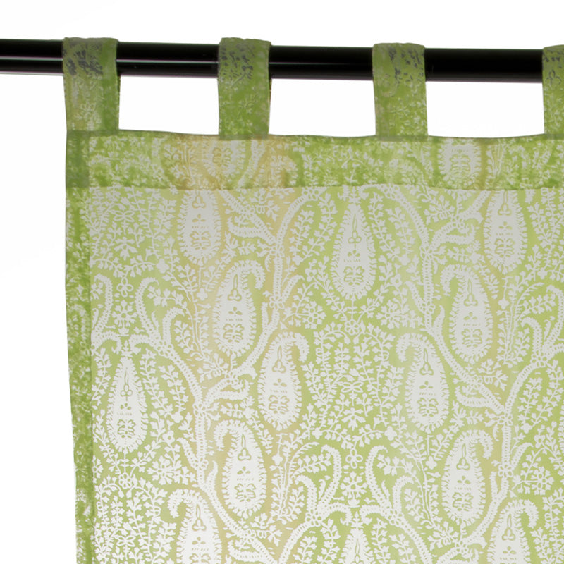 Grüner Kaschmir-Organza-Vorhang, 140 x 290 cm