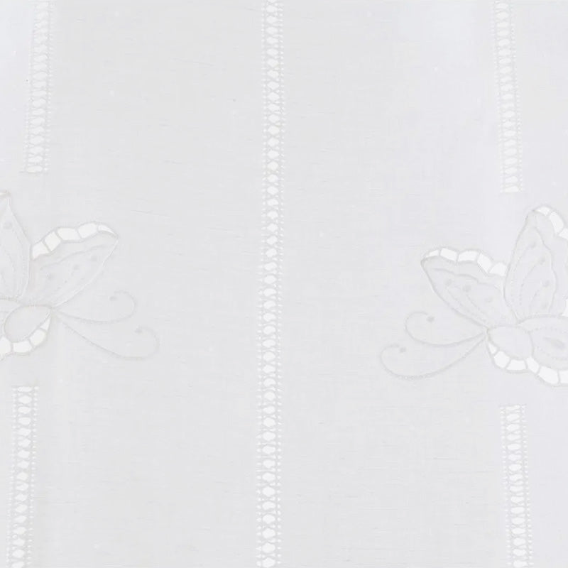 Tenda ricamata a mano in misto Lino Made in Italy variante Butterfly