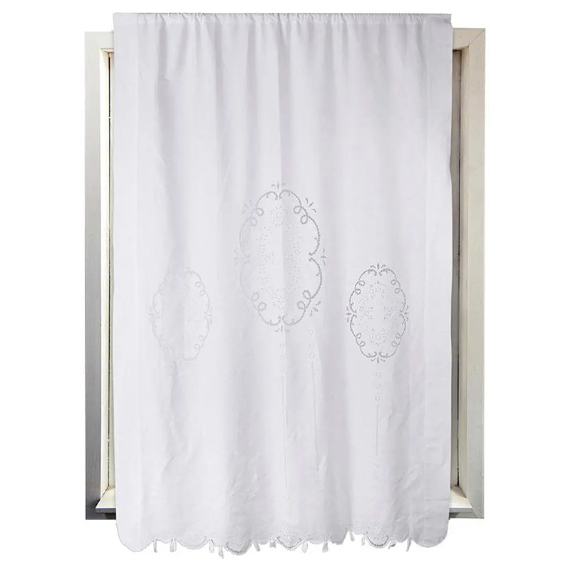 Hand-embroidered curtain in linen blend Made in Italy Doria variant