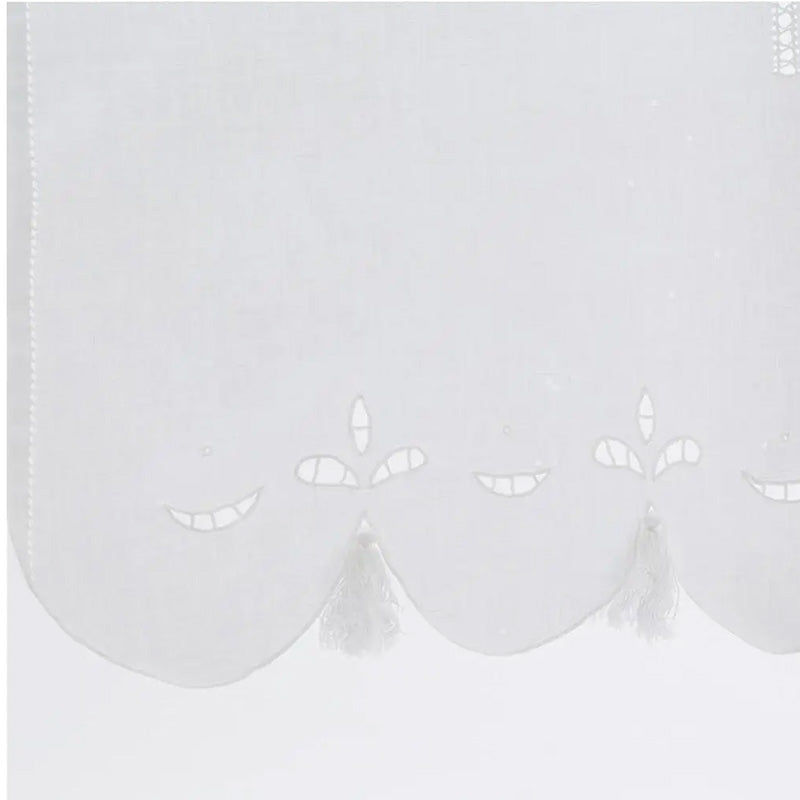 Paar handbestickte Vorhänge aus Leinenmischung, hergestellt in Italien, Marie-Claire-Variante