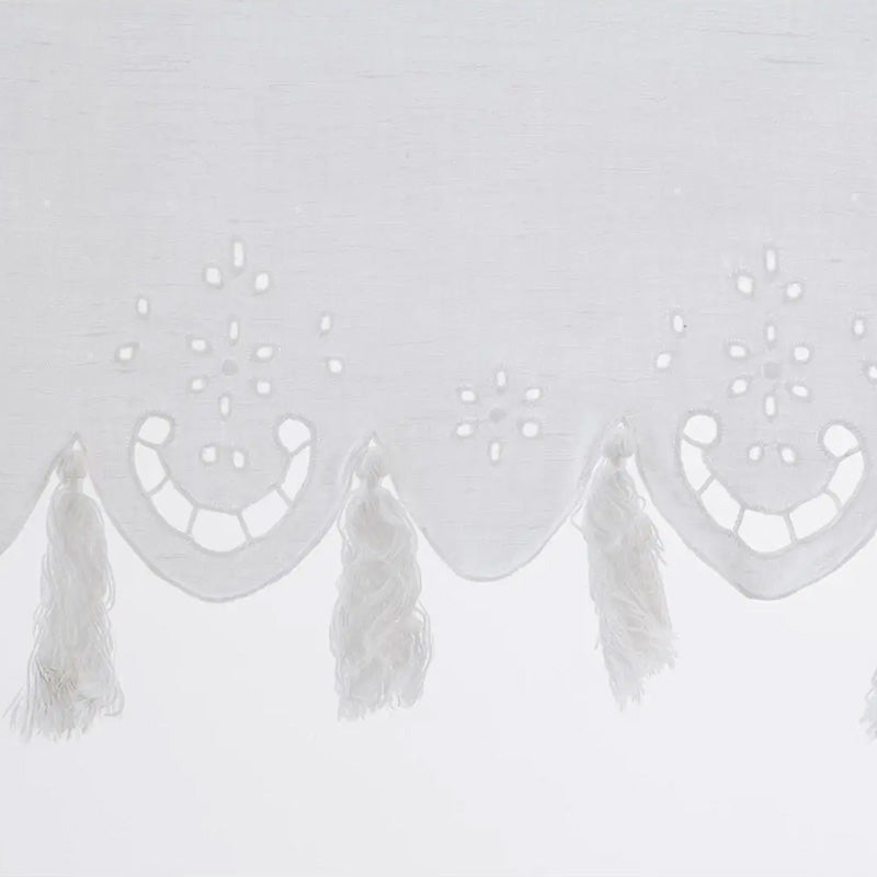 Par de cortinas bordadas a mano en mezcla de lino Made in Italy variante Doria