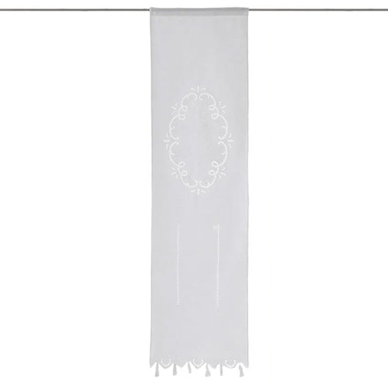 Par de cortinas bordadas a mano en mezcla de lino Made in Italy variante Doria