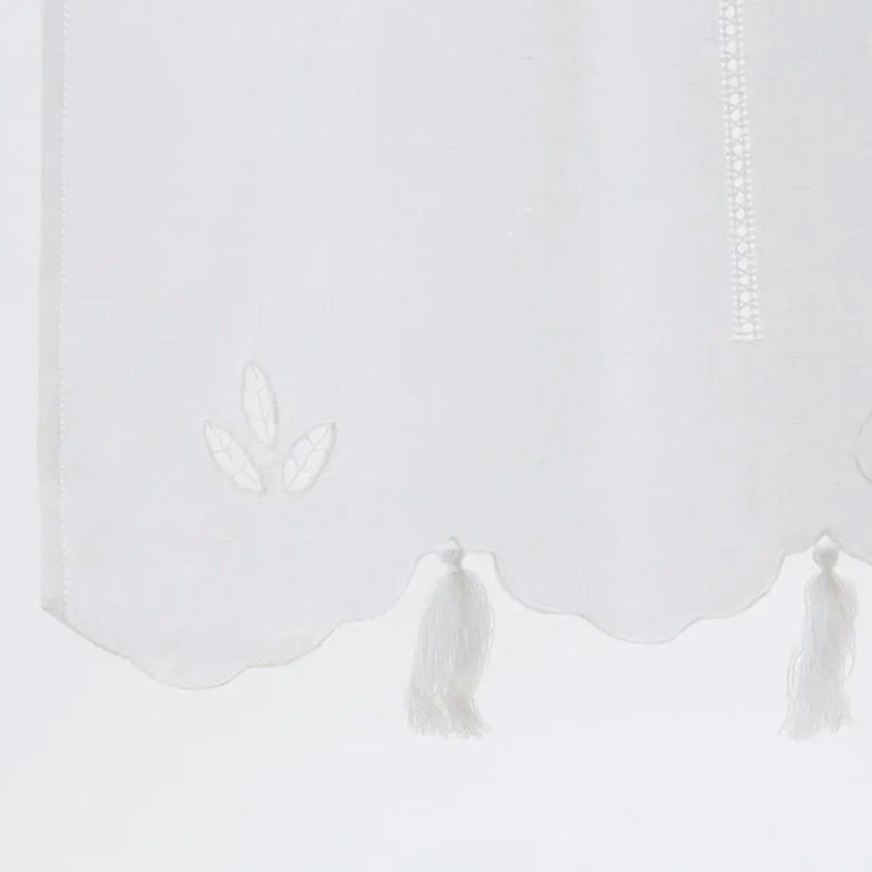 Paar handbestickte Vorhänge aus Leinenmischung, hergestellt in Italien, Fenice-Variante