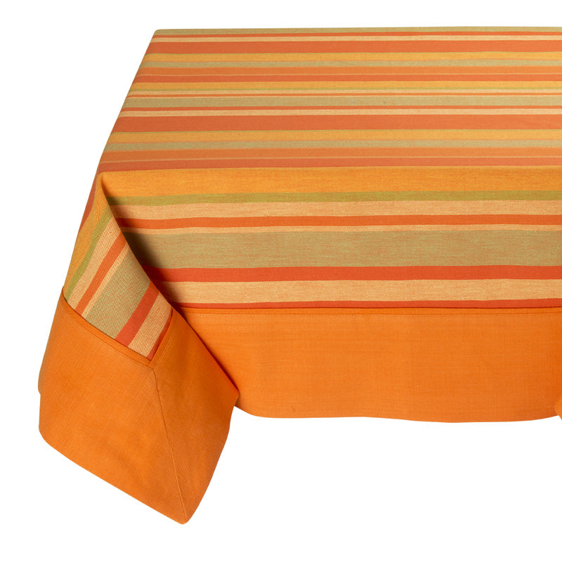 Orange Provencal yarn-dyed cotton tablecloth 140x180 cm