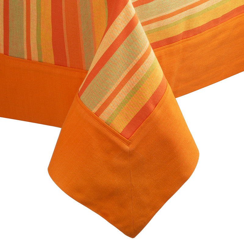 Orange Provencal yarn-dyed cotton tablecloth 140x180 cm