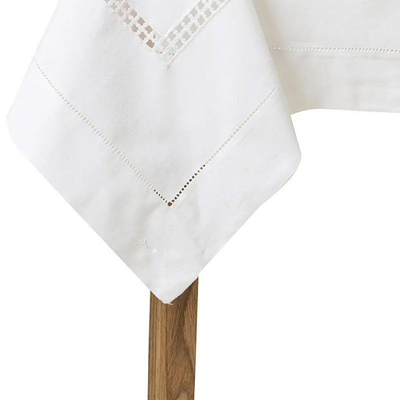 Nappe + 12 serviettes brodées à la main en pur coton Made in Italy variante Duchesse cm. 175x260