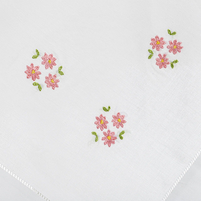 Nappe + 8 serviettes brodées en pur coton Made in Italy variante Joelle