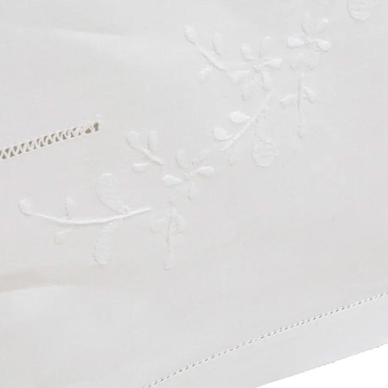 Tablecloth + 12 hand-embroidered napkins in pure cotton Made in Italy, Francesca variant