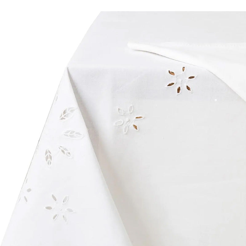 Tablecloth + 12 hand-embroidered napkins in pure cotton Made in Italy variant Lorenzo