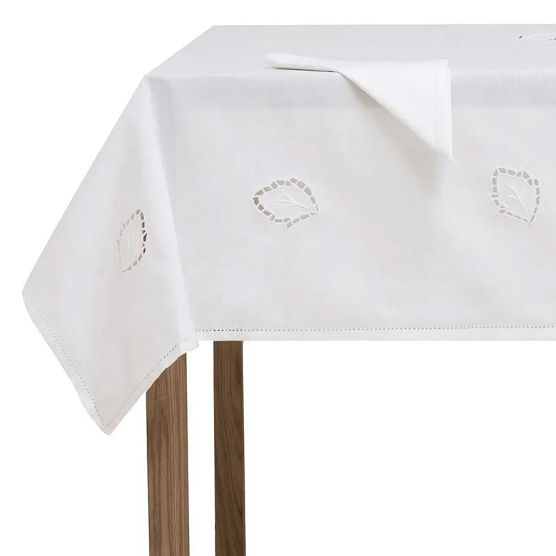 Tablecloth + 8 hand-embroidered napkins in pure Cotton Made in Italy Sherwood variant