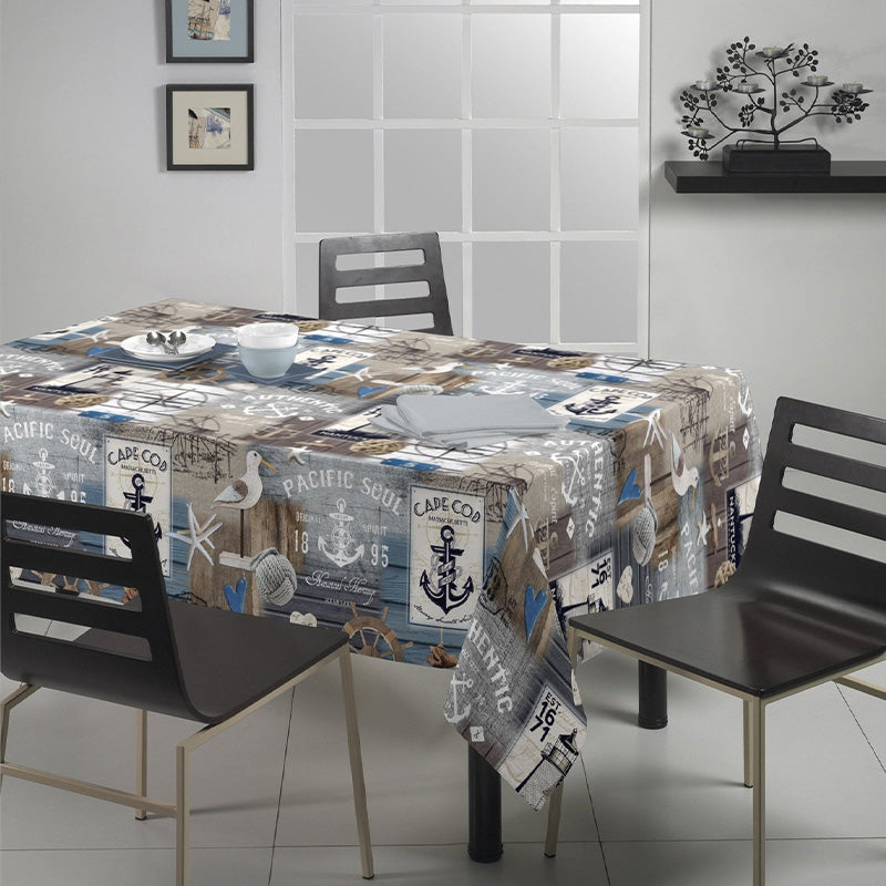 Tablecloth with 100% printed cotton sea pattern