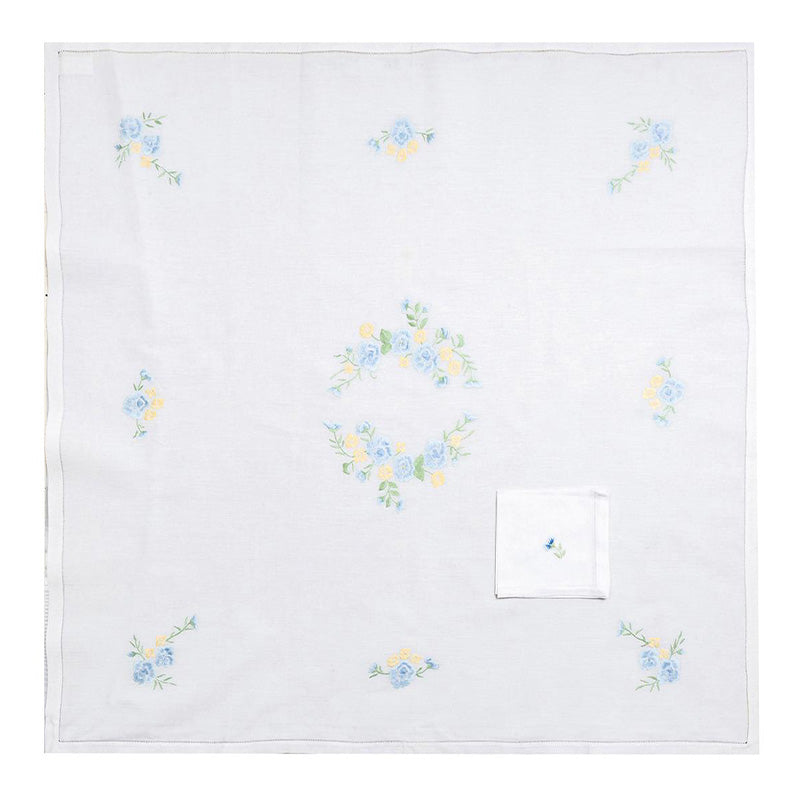 Tea tablecloth + 4 embroidered napkins 100% Cotton variant Giulia