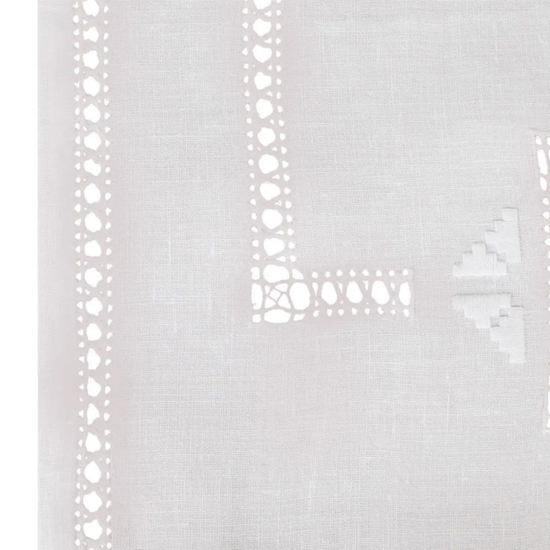 Hand-embroidered runner in pure linen Made in Italy Donatello