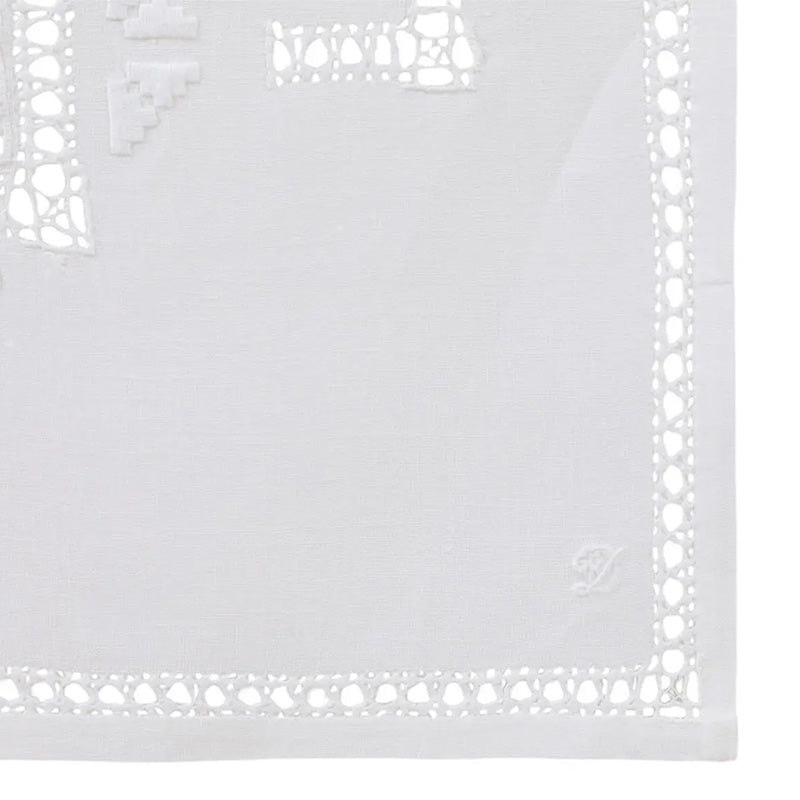 Hand-embroidered runner in pure linen Made in Italy Donatello